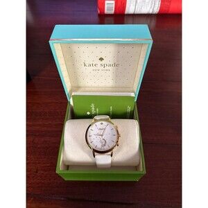Kate Spade Grand Metro Hybrid Smart Watch White Gold Leather IOS Android